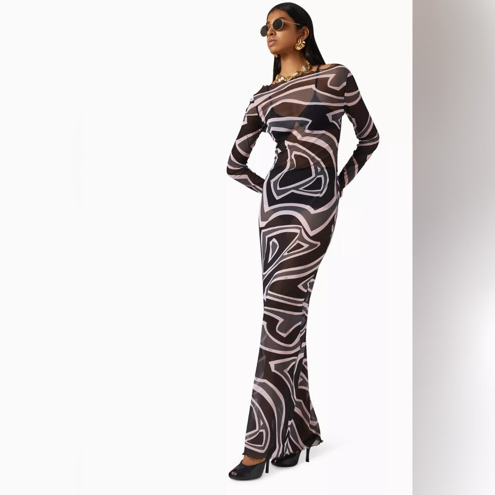 Pucci Abstract-print Maxi Dress in Tulle